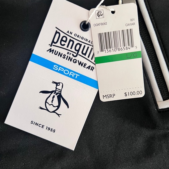 NWT Original Penguin 1/4 Zip Golf Pullover Black Men's Size Large - Picture 3 of 7